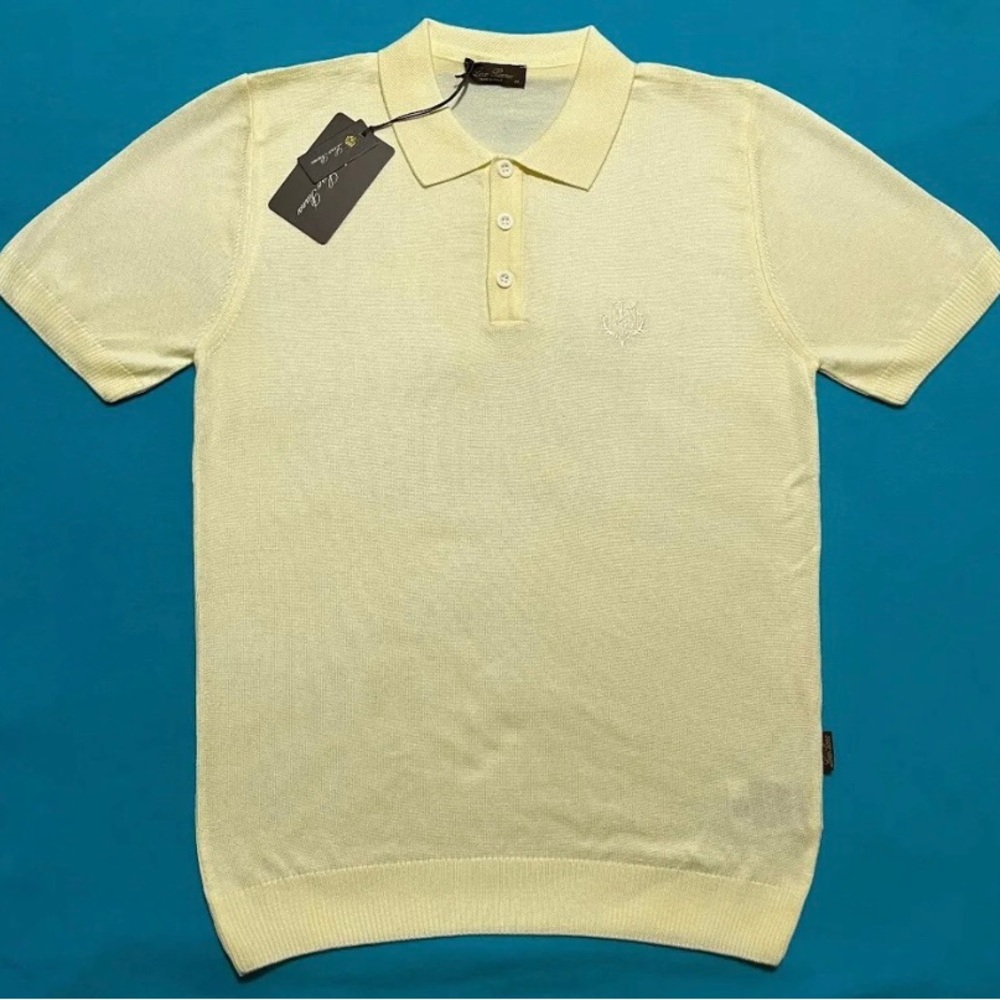 NWT Loro Piana Yellow Knitted Slim fit Polo T-shirt Size  L